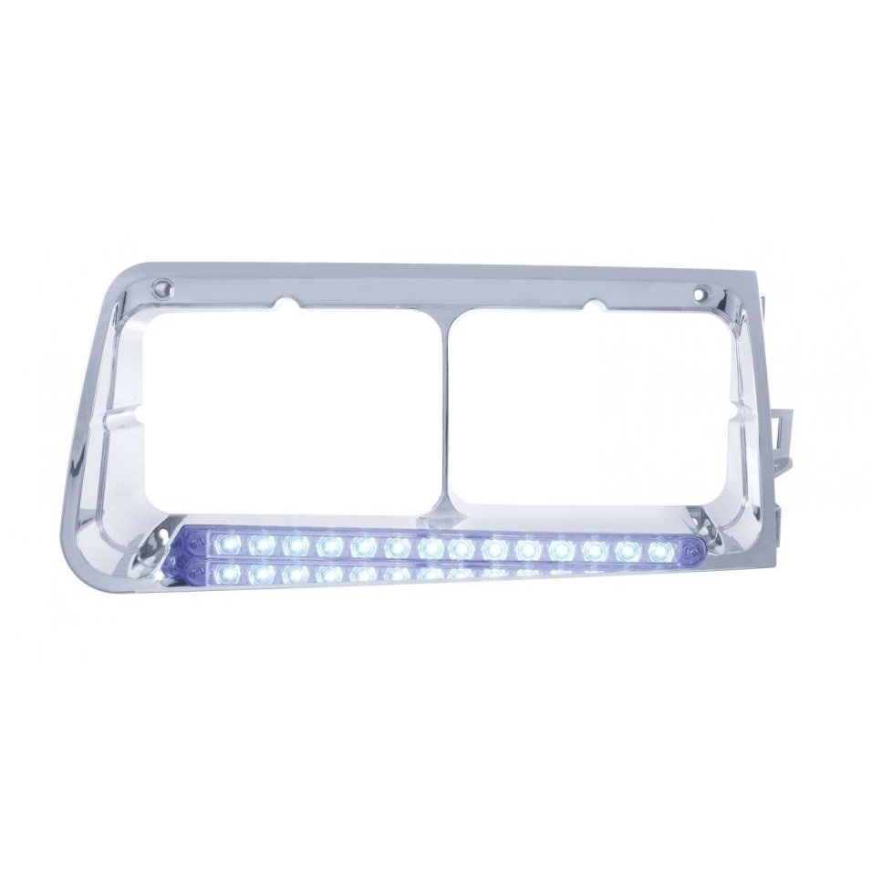 14 LED Passenger-Side Headlight Bezel for Freightliner FLD (Blue LED/Clear Lens)