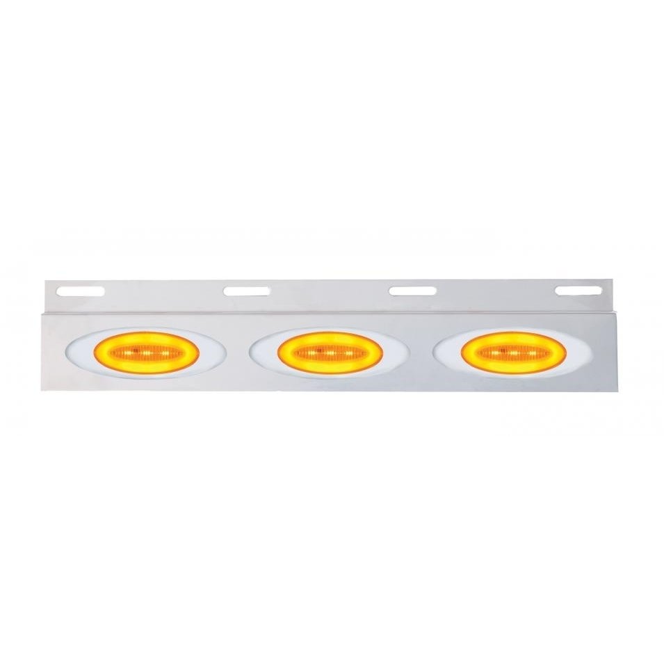 Top Mud Flap Plate w/ Three 13 LED Millenium Lights - Amber LED/Amber Lens