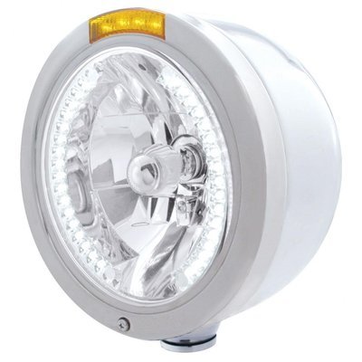 Headlight H4 Bulb w/ LED & Dual Function LED Turn Signal - Amber LED/Amber Lens