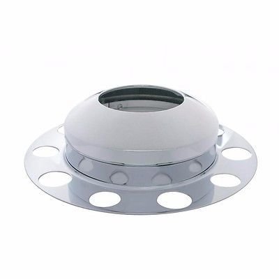 Front Axle Hub Cover, Chrome, Steel/Aluminum, 3 Piece, Hubdometer, Stud Piloted