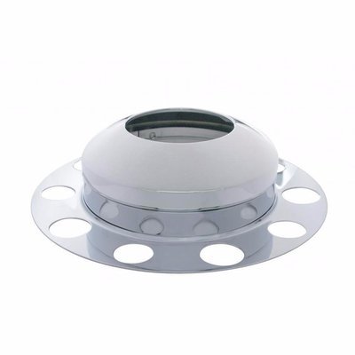 Front Axle Hub Cover, Chrome Steel, 3 Piece, Hubdometer, Stud Piloted Hub