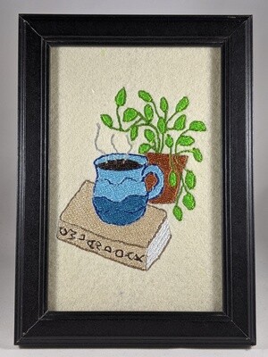 Coffee And A Good Book - Coffeehouse Collection Embroidered Artwork