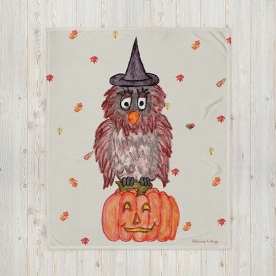 Halloween Cottage Vintage Owl Throw Blanket