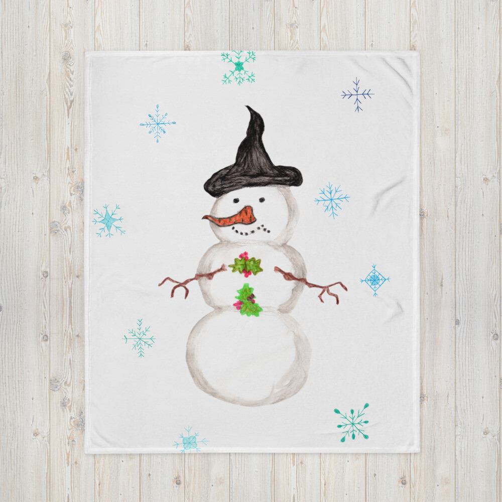 Witch Snowman Throw Blanket