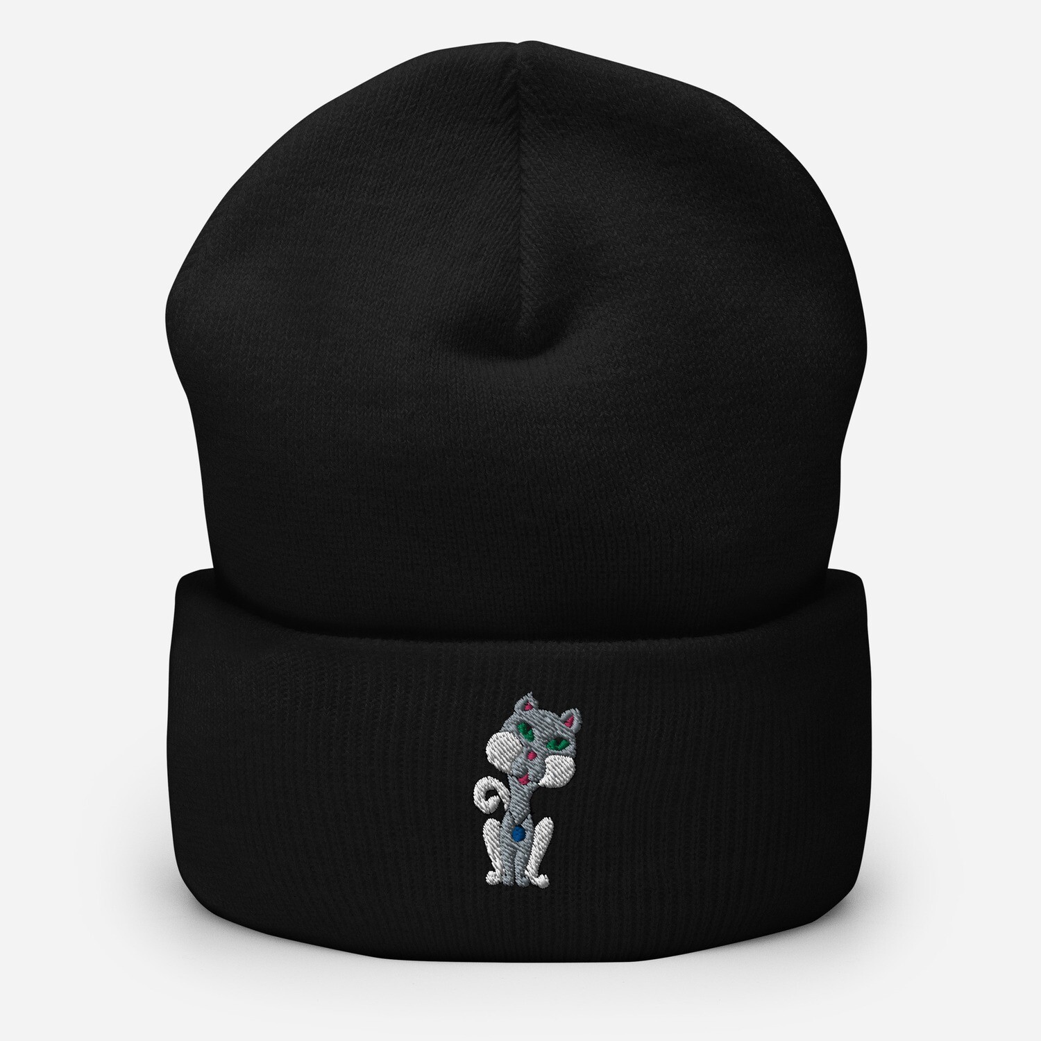 Kitty Cuffed Beanie, Color: Black