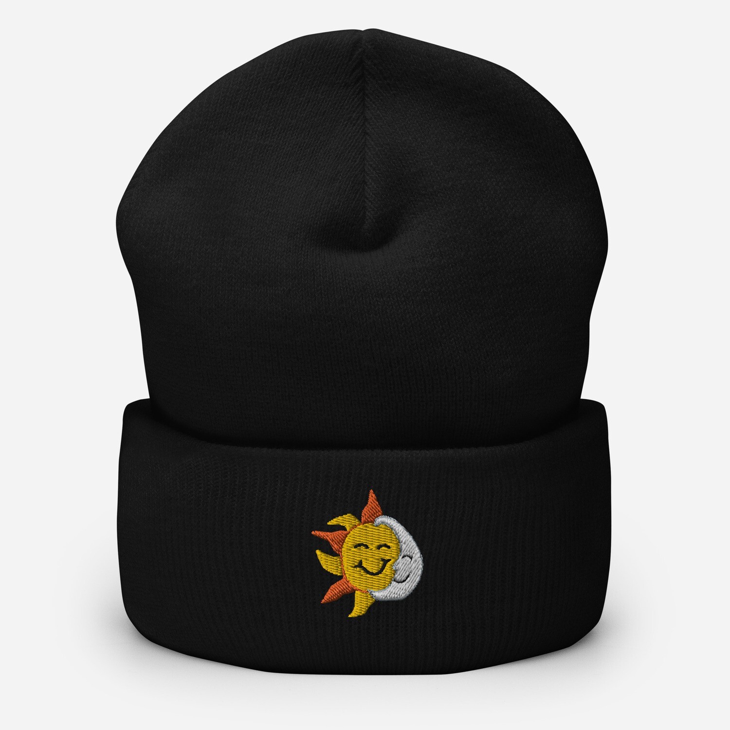 Sun And Moon Cuffed Beanie, Color: Black