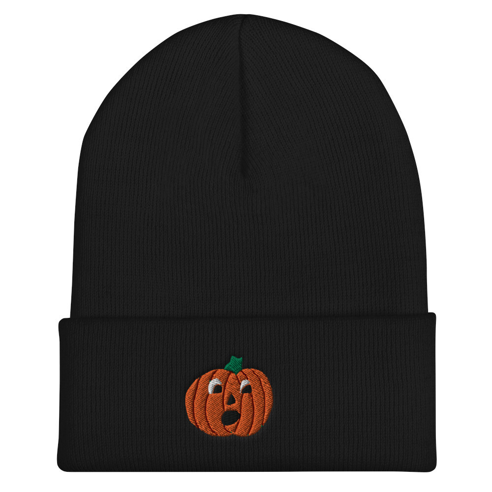 Vintage Jack O Lantern Cuffed Beanie, Color: Black