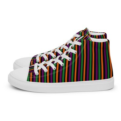 Spooky Carnival Striped Women’s high top canvas shoes