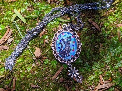 Mystical Garden Cat Pendant Necklace