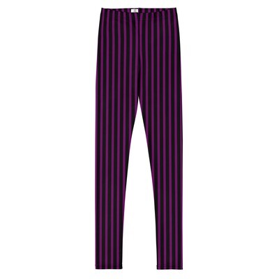Purple and Black Striped Youth Leggings