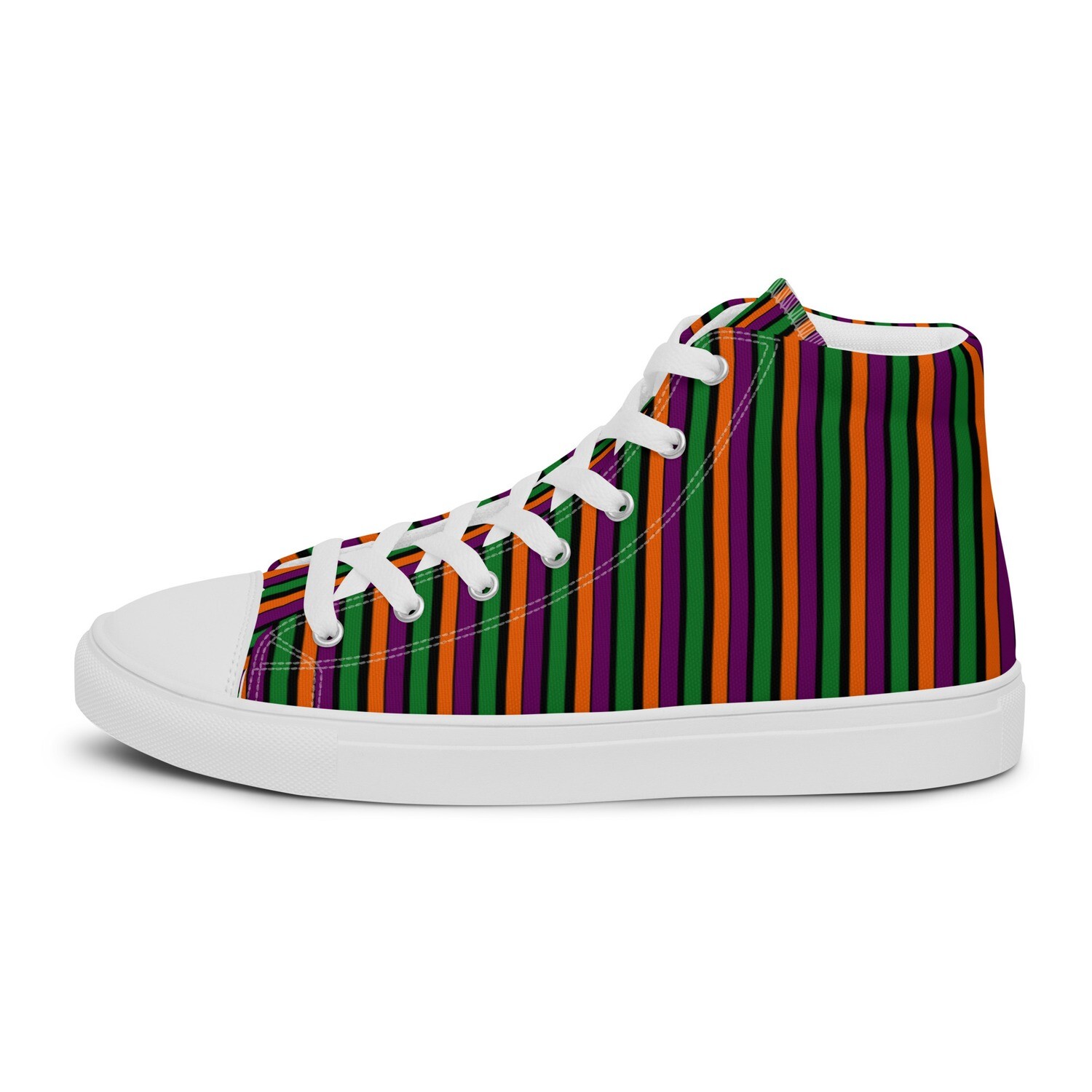 Spooky Carnival Striped Men’s high top canvas shoes
