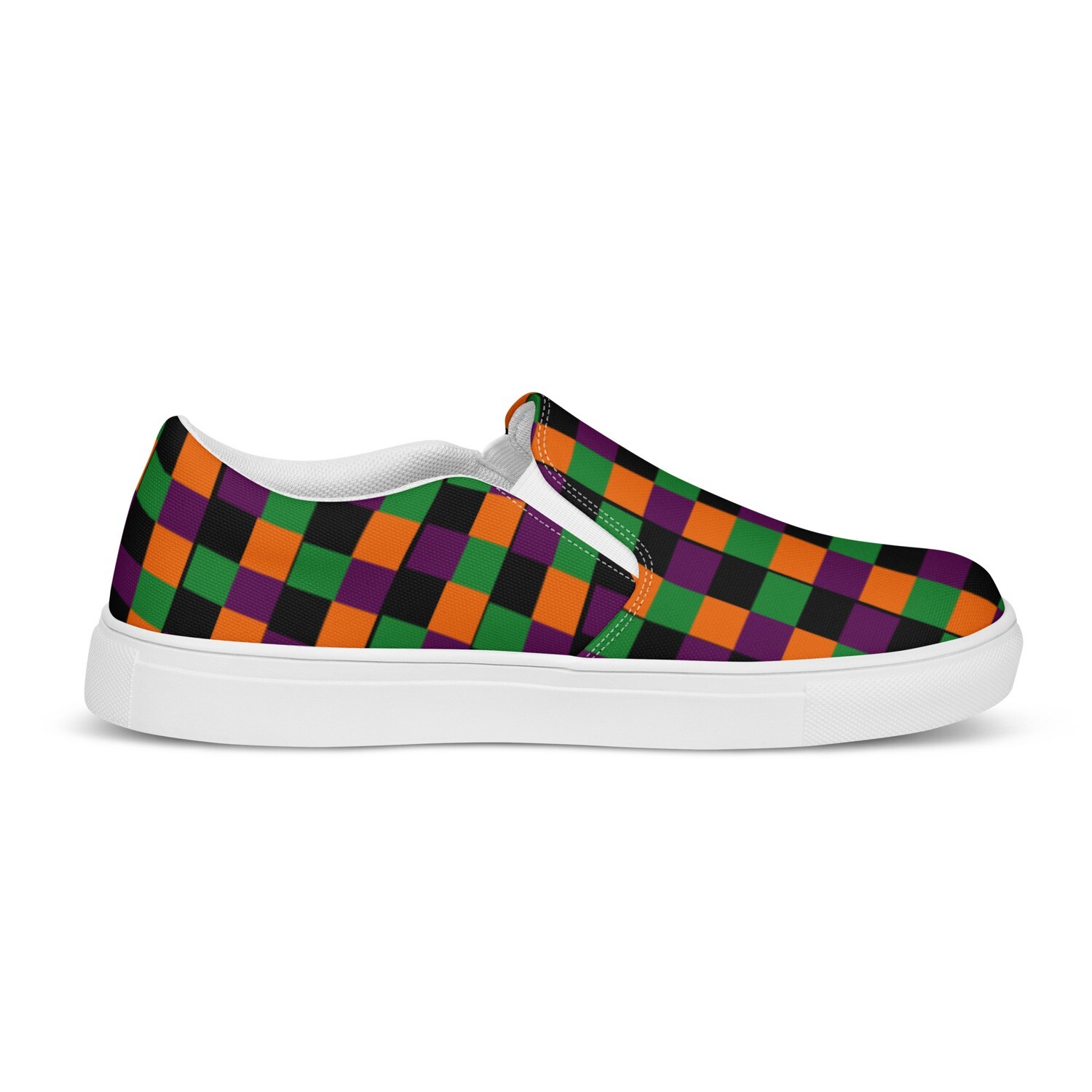 Halloween Checkered Men’s slip-on canvas shoes