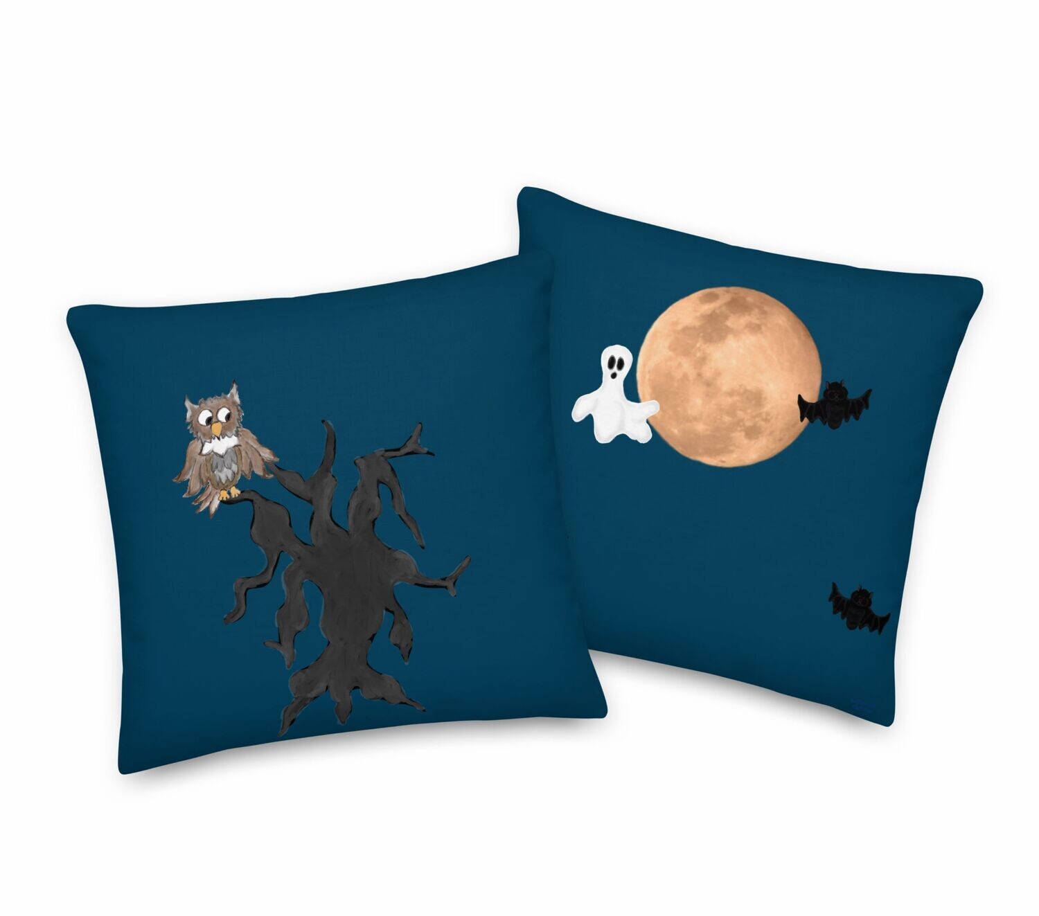 Owl Ghosts Bats Moon Premium Pillow