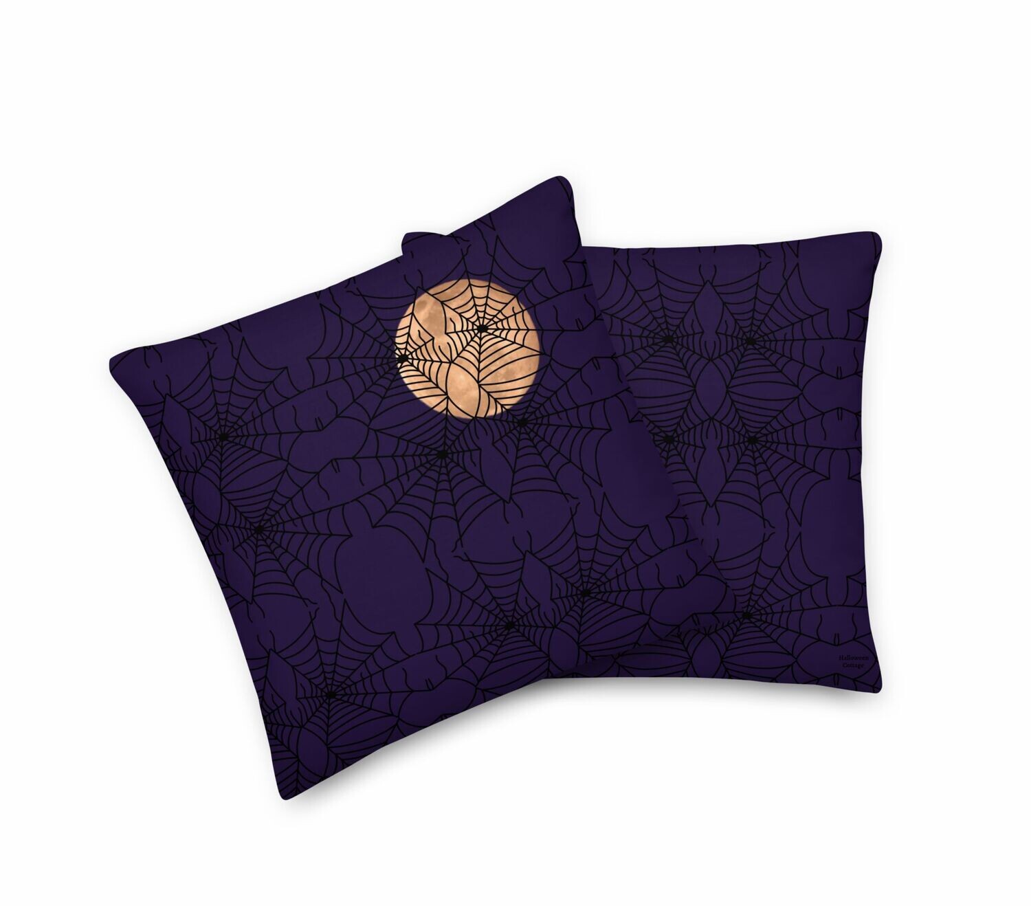 Full Moon and Spider Webs Premium Pillow - 18