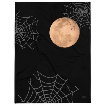 Full Moon and Spider Webs Throw Blanket