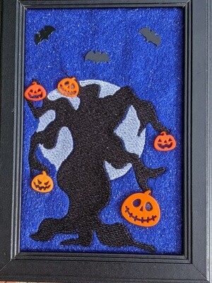 Halloween Tree Embroidered Artwork with Glow-In-The-Dark Moon