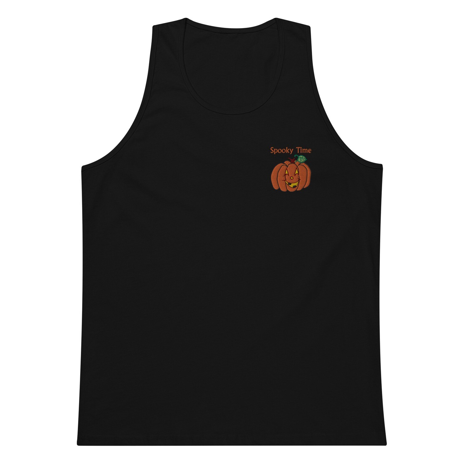 Embroidered Halloween Comfy Premium Tank Top - Jack-O-Lantern