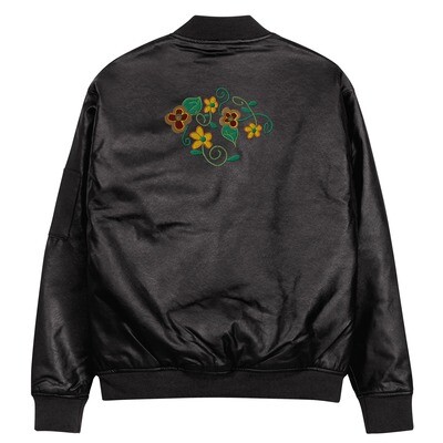 Boho Flower Faux Leather Bomber Jacket