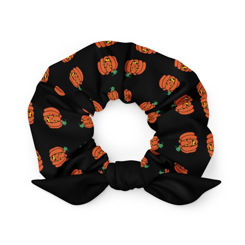 Jack O Lantern Recycled Scrunchie
