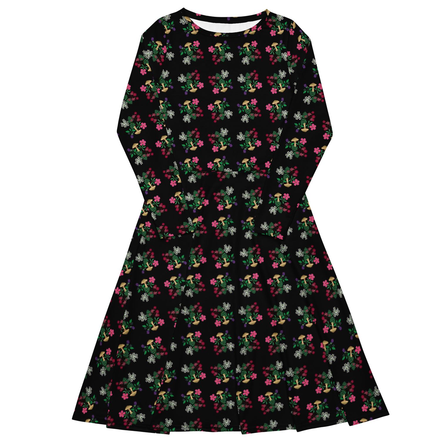 Poisonous Plants Long Sleeve Midi Dress