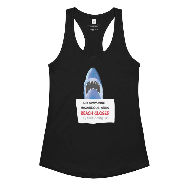 Jaws Don't Go In The Water Women’s Fitted Racerback Tank Top