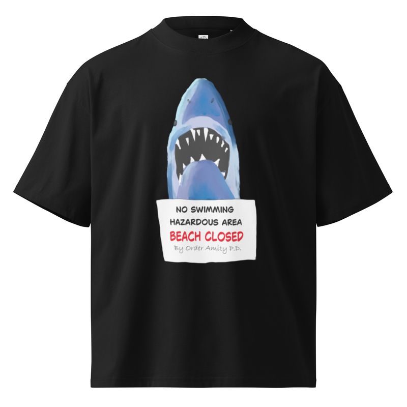 Jaws Don't Go In the Water Unisex Organic Oversized High Neck T-Shirt
