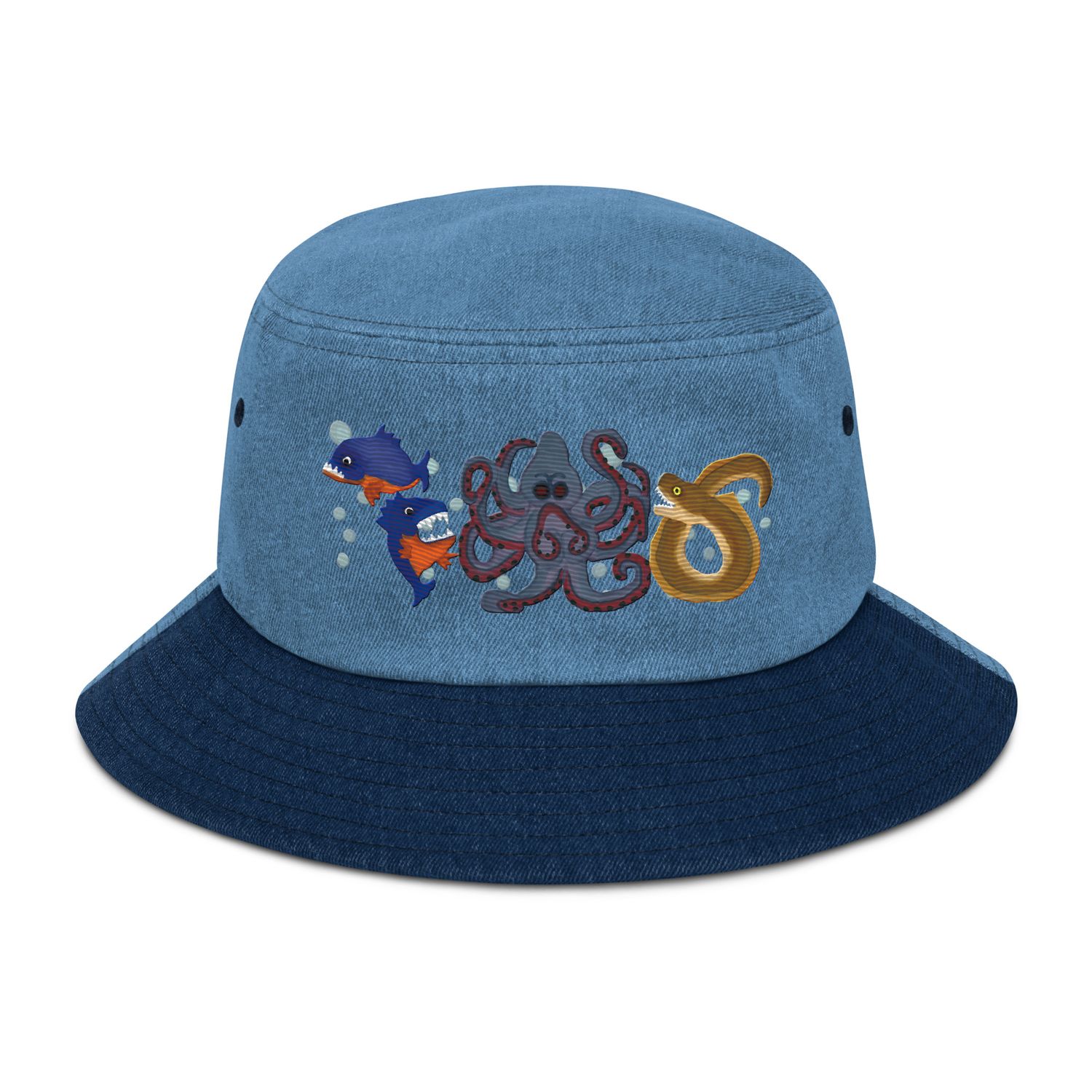 Underwater Monsters Denim Bucket Hat