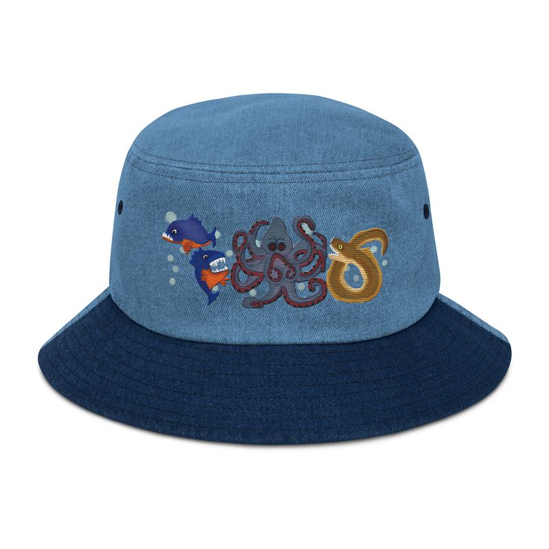 Underwater Monsters Denim Bucket Hat