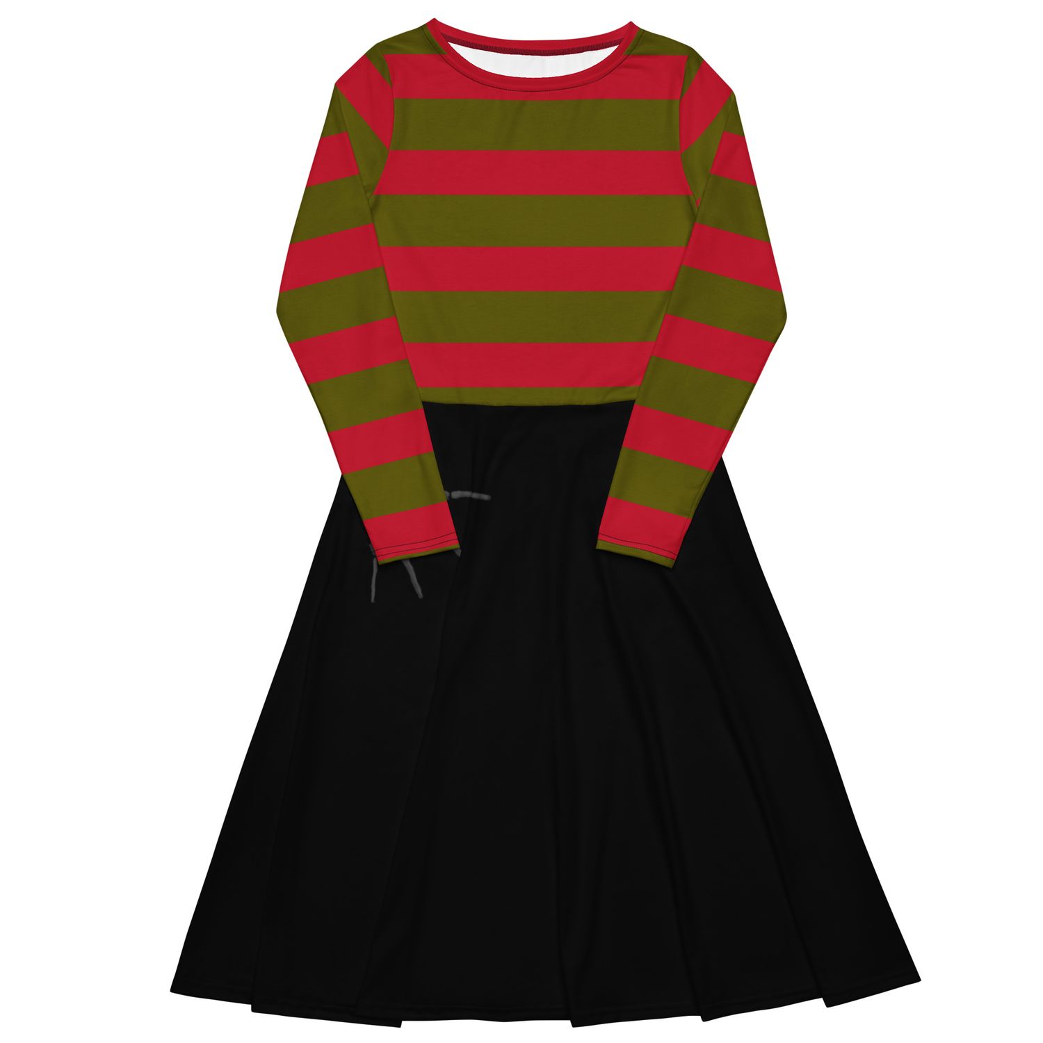 Freddy Krueger Cosplay Long Sleeve Midi Dress