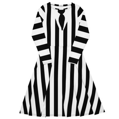Beetlejuice Cosplay Long Sleeve Midi Dress