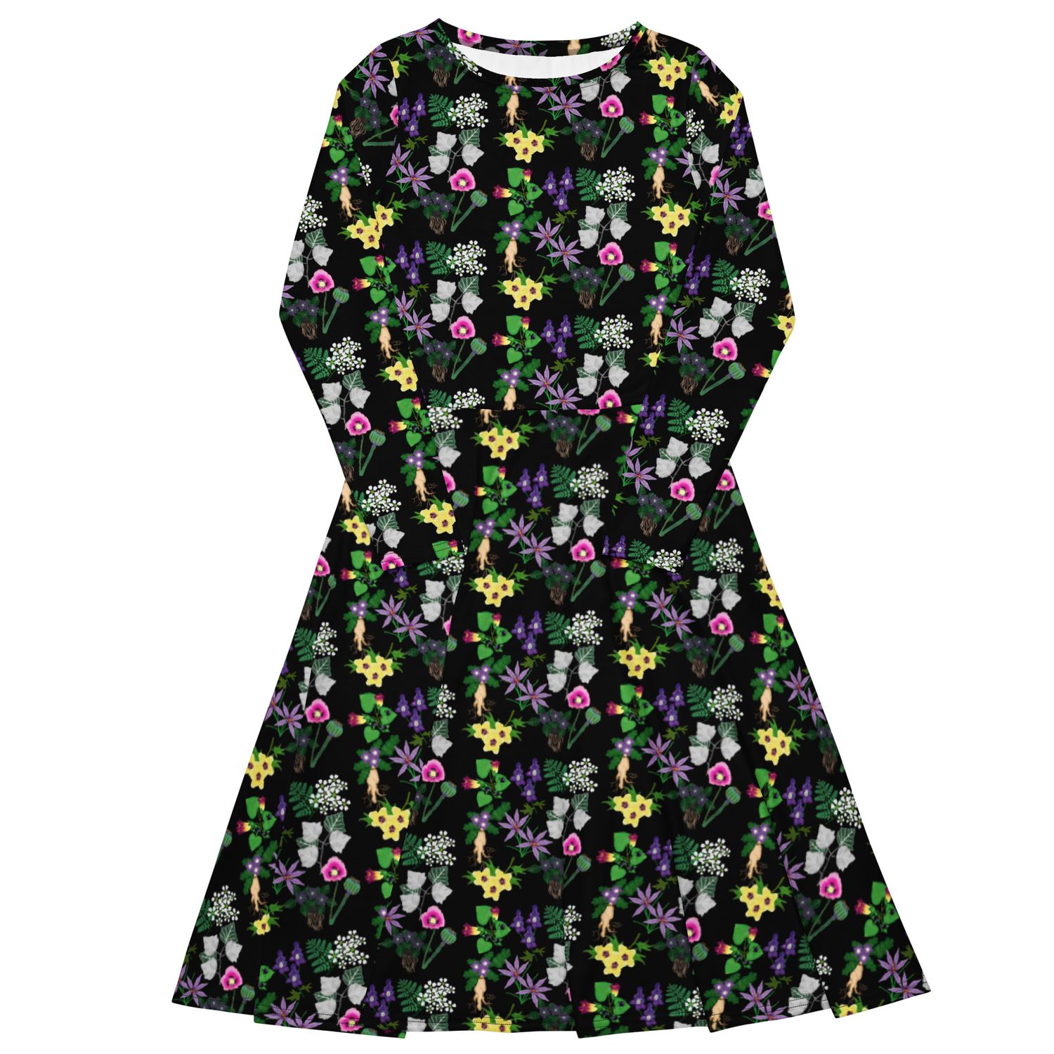 Flying Potion Long Sleeve Midi Dress