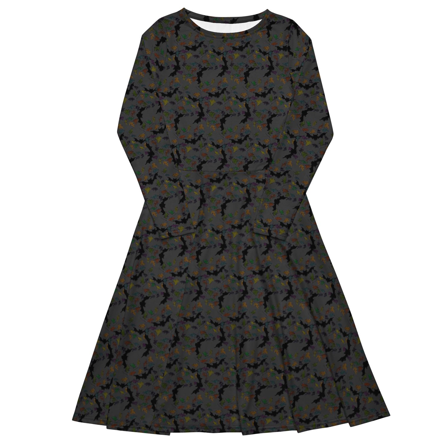 Bats and Branches Long Sleeve Midi Dress