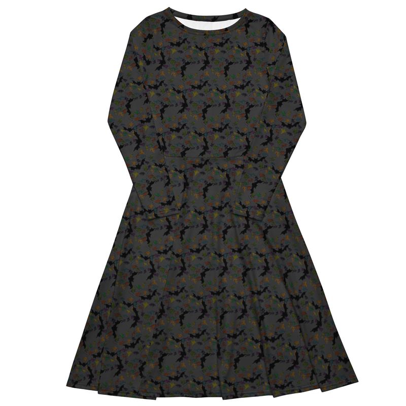 Bats and Branches Long Sleeve Midi Dress