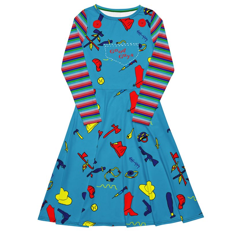 Child's Play Chucky Cosplay Long Sleeve Midi Dress