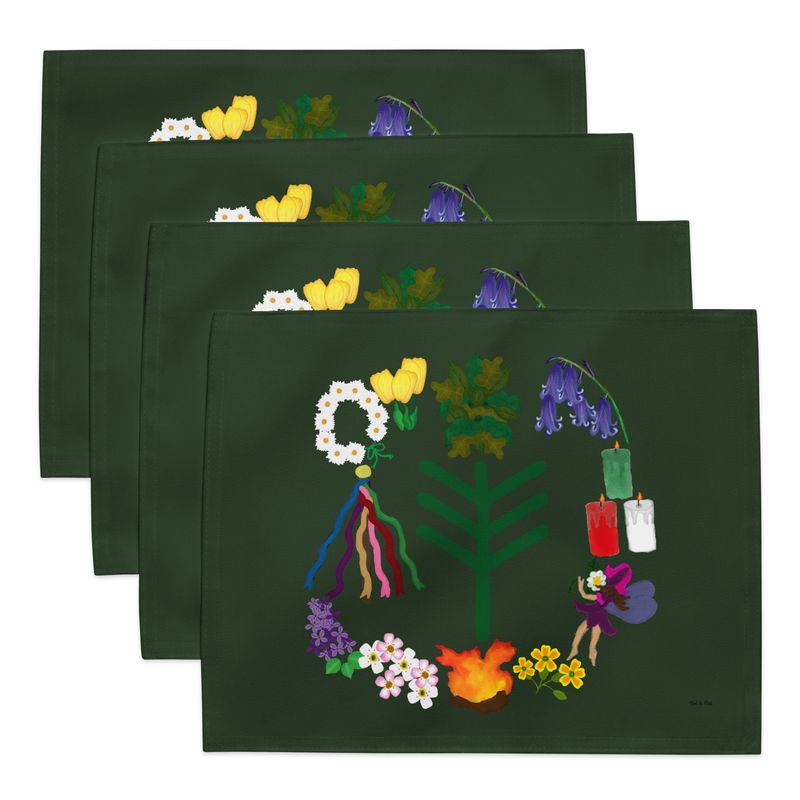 Beltane Placemats Set of Four for Witchy Sabbat Tableware or Altar Decor