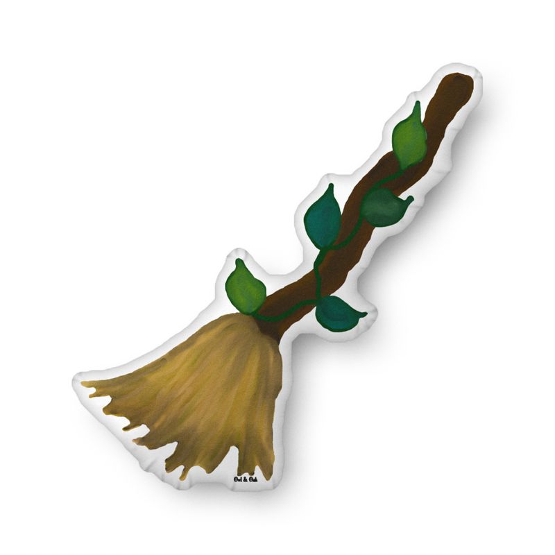 Witch's Broom Accent Pillow for Witchy Couch and Bed Decor 