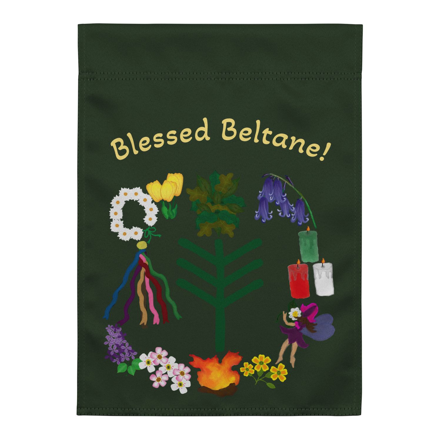 Beltane Garden Flag Decor for Springtime Sabbat Celebrations and Witchcraft Holidays  