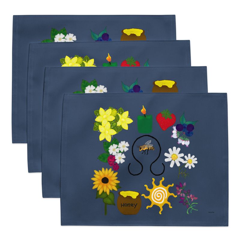 Litha Placemats Set of Four for Witchy Sabbat Tableware or Altar Decor