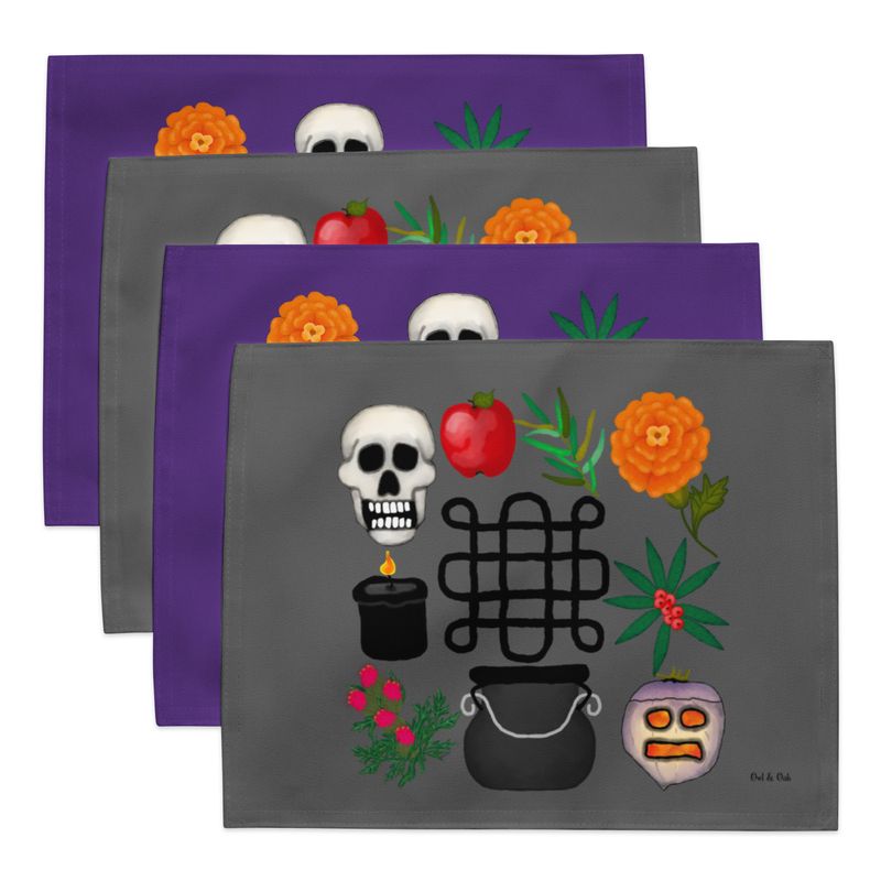 Samhain Placemats Set of Four for Witchy Sabbat Tableware or Altar Decor