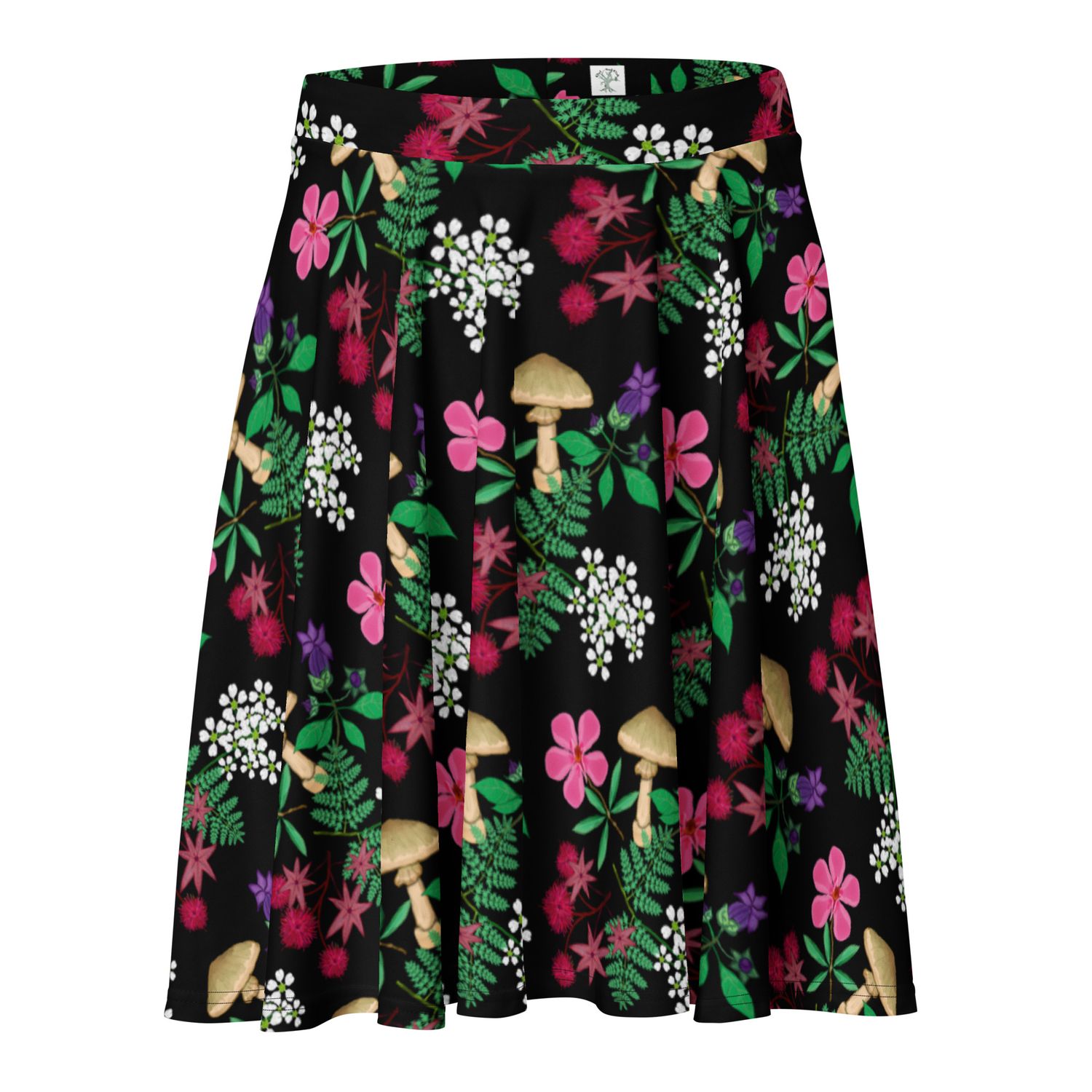 Poison Garden Witchy Botanical Print Skater Skirt