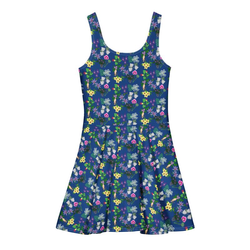 Witch's Flying Potion Botanical Print Cotton Skater Dress