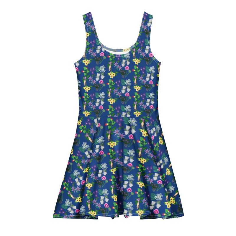 Witch's Flying Potion Botanical Print Cotton Skater Dress
