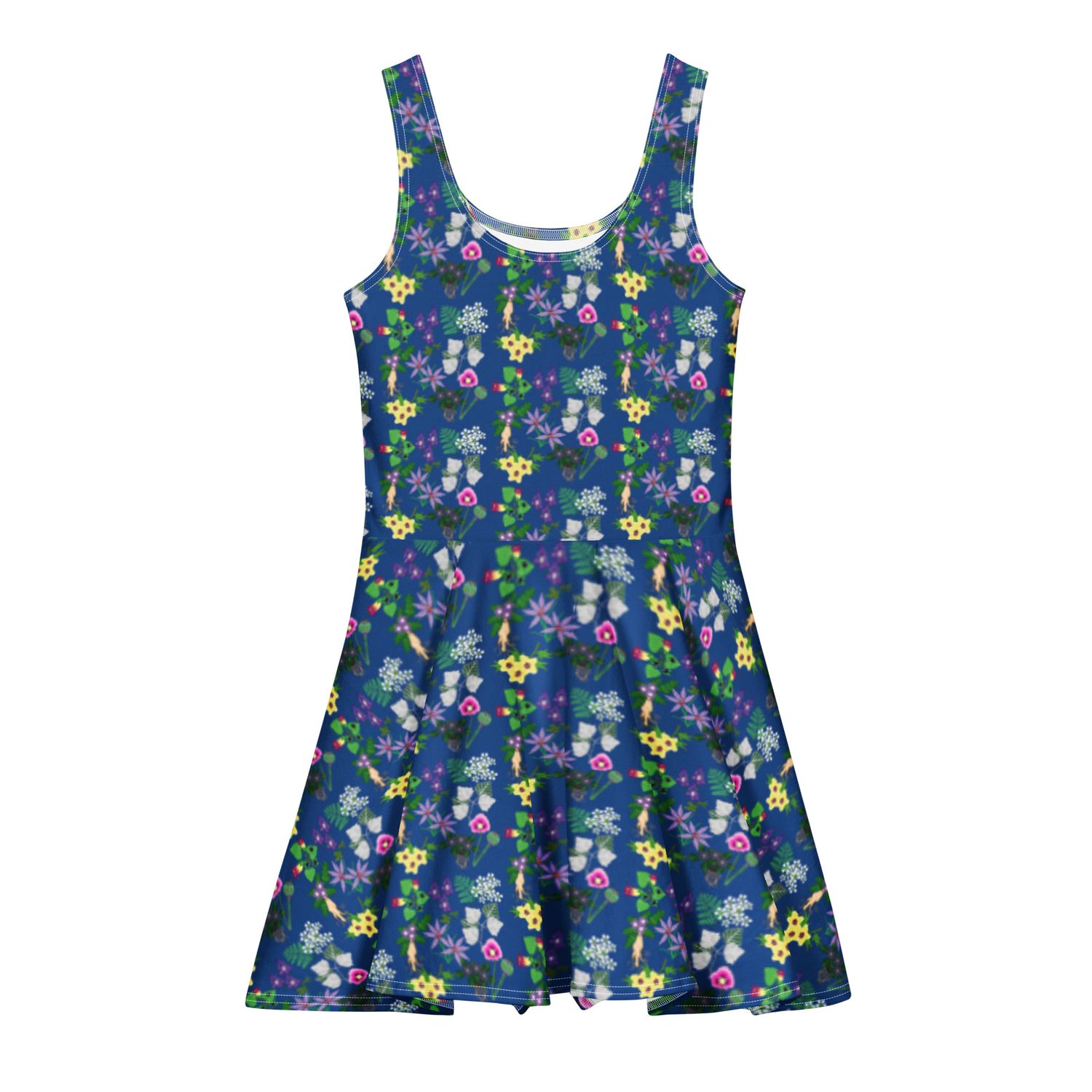 Witch's Flying Potion Botanical Print Cotton Skater Dress