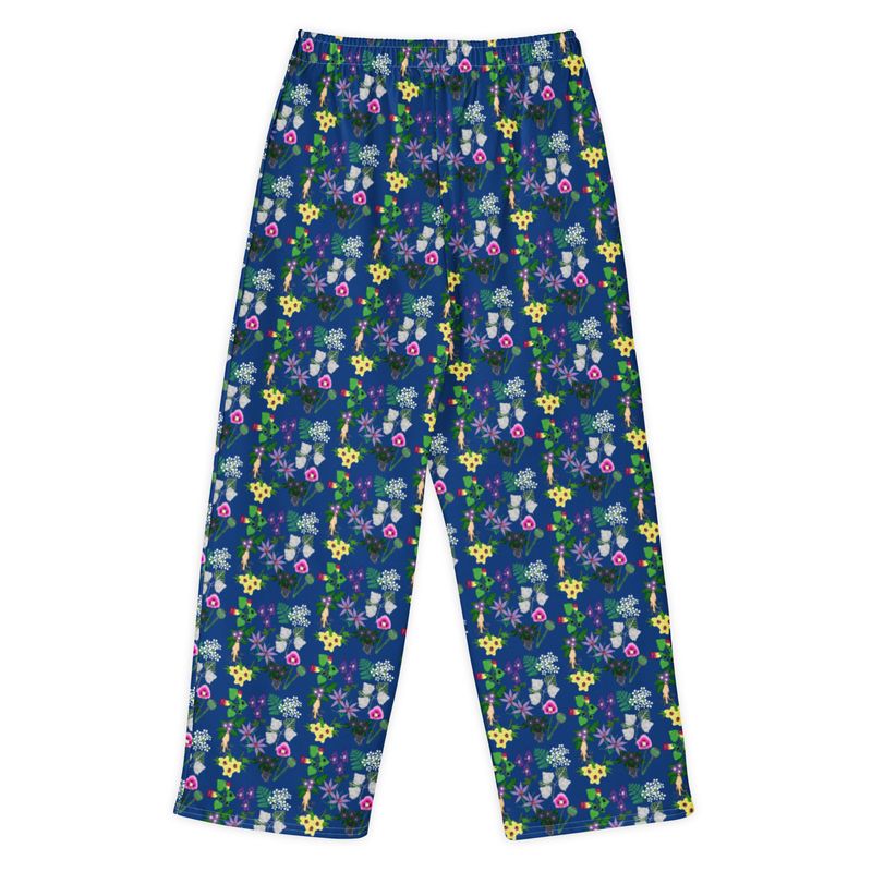 Witch's Flying Potion Botanical Print Cotton Wide Leg Pants