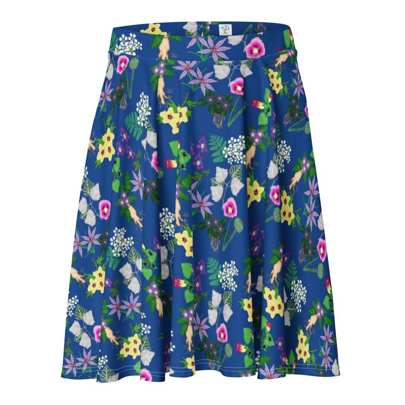 Witch's Flying Potion Botanical Print Skater Skirt