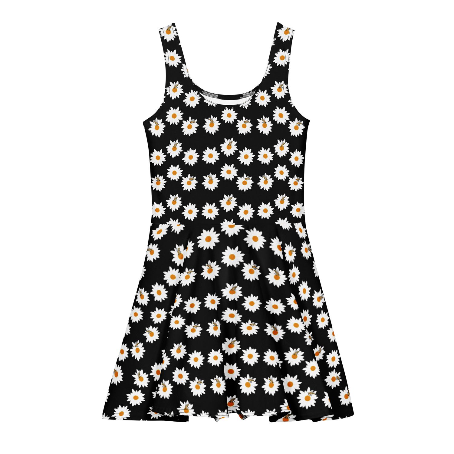 Midnight Daisies and Bees Cotton Skater Dress Midnight Daisies and Bees Cotton Skater Dress
