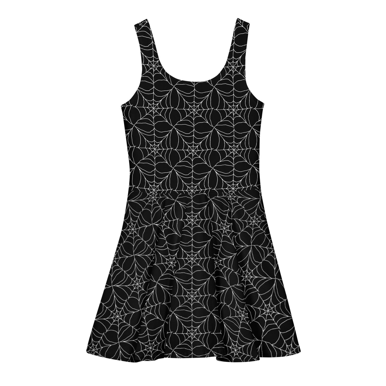 Spooky Spiderweb Gothic Cotton Skater Dress