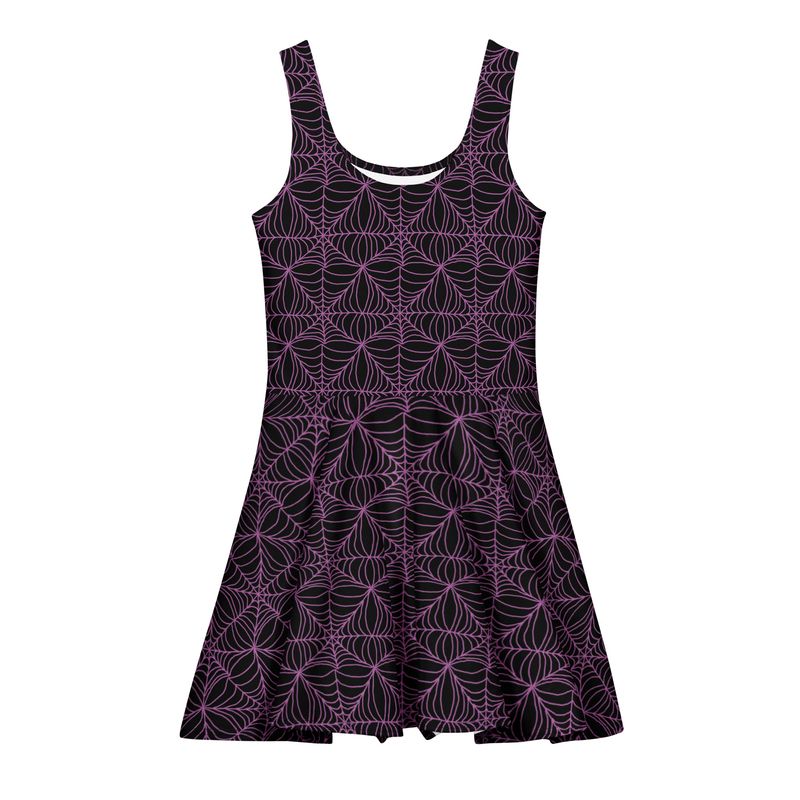 Spooky Spiderweb Pastel Goth Cotton Skater Dress