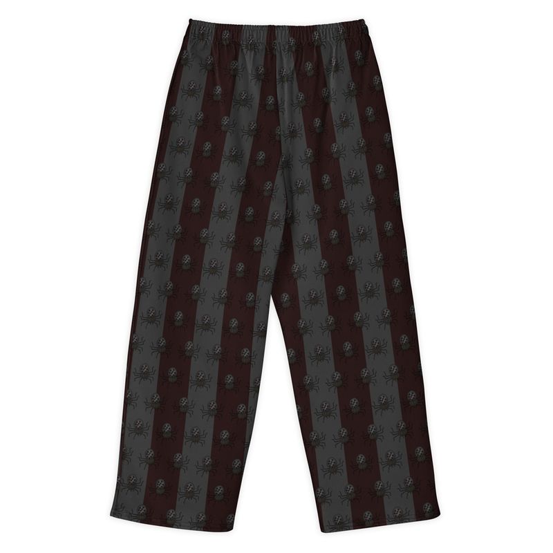 Eerie Elegant Spiders and Stripes Gothic Cotton Wide Leg Pants