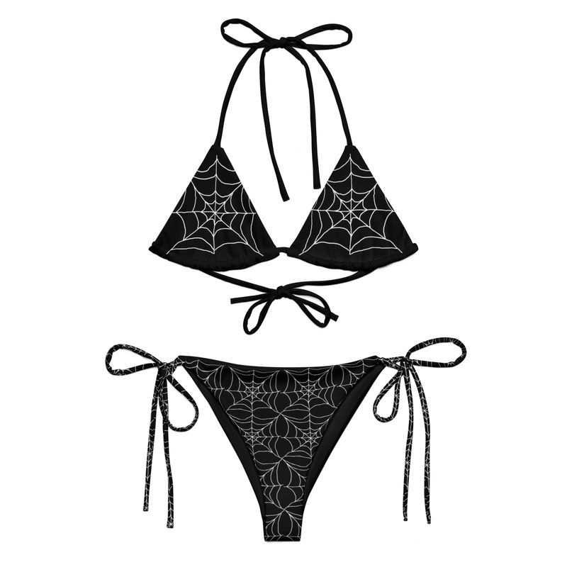 Spooky Spiderwebs Goth String Bikini 